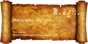 Maninger Éva névjegykártya